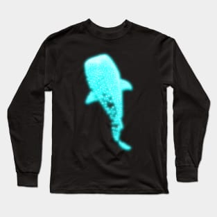 Glowing Blue Neon Whale Shark Optical illusion Long Sleeve T-Shirt